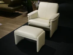 Sessel City Bezug Leder 42.310 Beige Mit Hocker