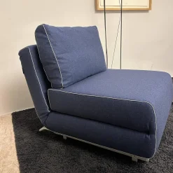 Sessel City Schlafsessel Stoff Felt Melange Blau Gestell Aluminiumfarbig Mit Kissen