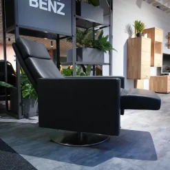 Sessel CL 17215 Leder 190 Basalt 190359 Tellerfuß Edelstahl Doppelsteppnaht