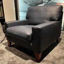 Sessel CL 400 Leder 43 Indigo 43.850 Fuß Holz Mahagoni Gebeizt