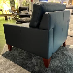 Sessel CL 400 Leder 43 Indigo 43.850 Fuß Holz Mahagoni Gebeizt