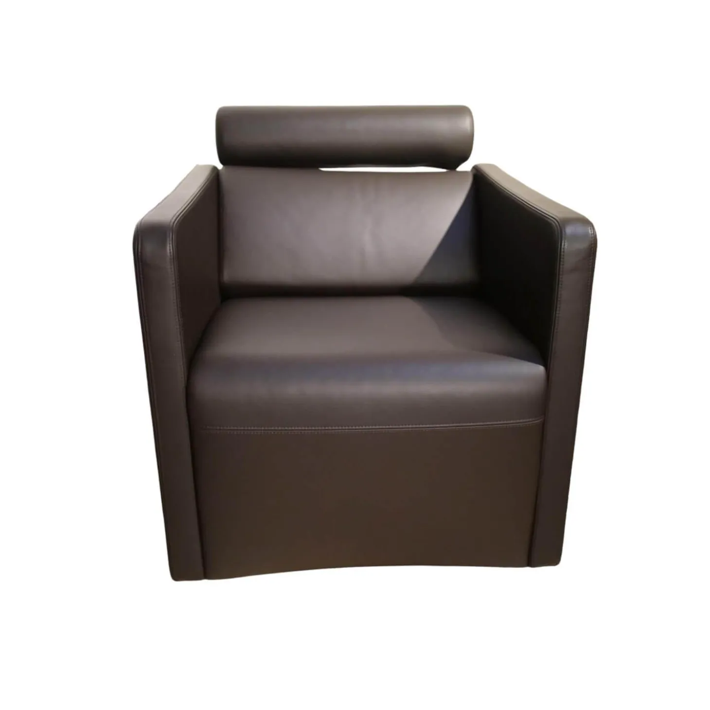 Sessel CL 332 Leder Mocca Inklusive Rückenrolle Doppelsteppnaht Und Drehteller