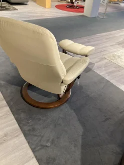 Sessel Consul L Leder Batick Cream Creme Gestell Classic Braun Mit Hocker