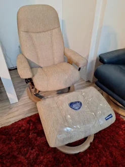 Sessel Consul S Stoff Jasmine 43 Almond Beige Gestell Classic 04 Eiche Inklusive Hocker