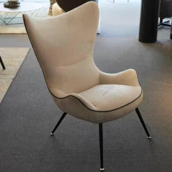 Sessel Contessa Bezug Stoff Yukon Snow Füße Black Grey Pulverbeschichtet