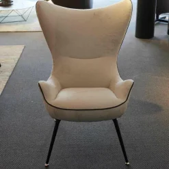 Sessel Contessa Bezug Stoff Yukon Snow Füße Black Grey Pulverbeschichtet