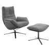 Sessel Cordia Lounge Korpus 286 Leder Schwarz Sitz Stoff 9131 Anthrazit mit Hocker