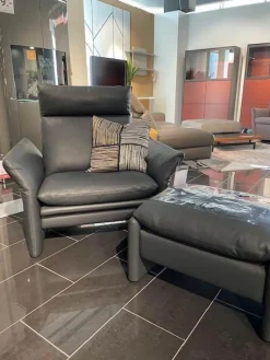 Sessel Cuneo Extra Hoch Leder 250 059 Anthrazit Inklusive Hocker