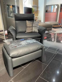 Sessel Cuneo Extra Hoch Leder 250 059 Anthrazit Inklusive Hocker