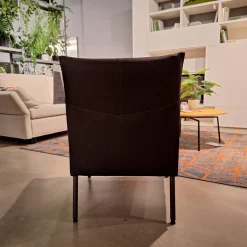 Sessel Dalia Bezug Leder Timber LT0309 Cioccolate Schwarz Gestell Rundrohr Fein Struktur 100 Kohl Schwarz