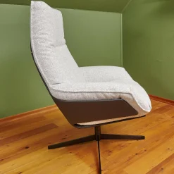 Sessel Daron Hoch Stoff Alice IP 1750 171 Beige Grau Kreuzfuß Schwarz Matt