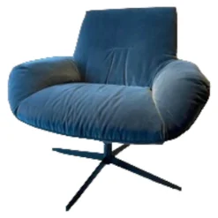 Sessel Daron Stoff City Velvet Reloaded Rauchblau Sternfuß Matt Schwarz