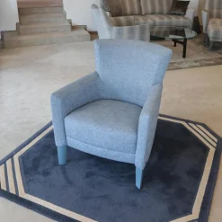 Sessel Donna Stoff Blaugrau Füße Blau Lackiert