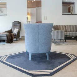 Sessel Donna Stoff Blaugrau Füße Blau Lackiert