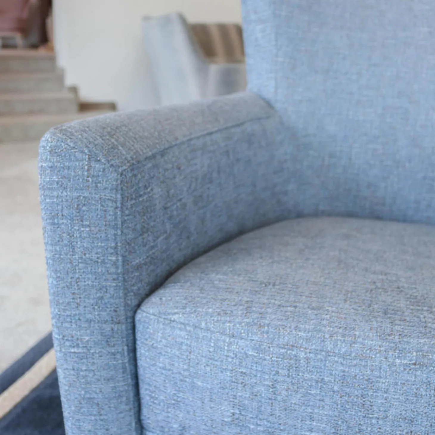 Sessel Donna Stoff Blaugrau Füße Blau Lackiert