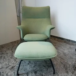 Sessel Doze Loungechair Stoff Grün Gestell Stahl Anthracite Black Schwarz Mit Hocker Doze