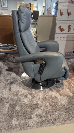 Sessel Dreamline 02 Leder Vivre Steel Grau Metall Drehteller V6 Mit Turn Und Move Funktion