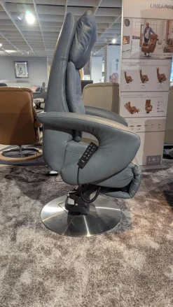 Sessel Dreamline 02 Leder Vivre Steel Grau Metall Drehteller V6 Mit Turn Und Move Funktion