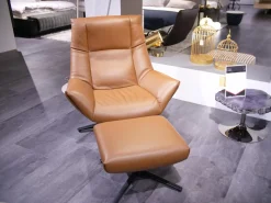 Sessel DS 149 Leder Club 54 Whisky Braun Sternfuß Schwarz Matt Drehbar Mit Rückholfunktion Inklusive Hocker