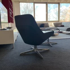 Sessel DS-144 Leder Select 2418 Schiefer Ziernaht Schwarz mit Hocker