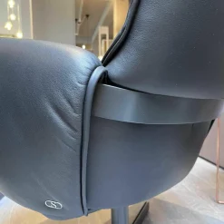 Sessel DS-344 Leder Touch Schwarz 11 Gestell Schwarzgrau Mit Hocker