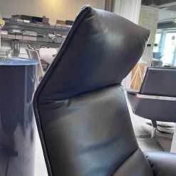 Sessel DS-344 Leder Touch Schwarz 11 Gestell Schwarzgrau Mit Hocker