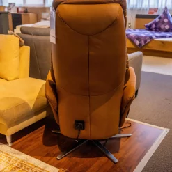 Sessel Easy Swing 7051 Leder 22 Soft N Bright Braun Sternfuß Edelstahloptik Mit Aufstehhilfe Und Kopfteilverstellung