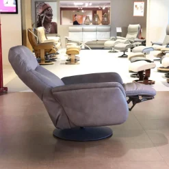 Sessel Easy-Swing Leder Eleganza Fango Braun Superlastic Plus Tellerfuß Anthrazit