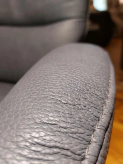 Sessel EM Plauen Leder Punch Greyblue Grau Blau Drehteller Edelstahl Mit Motorischer Verstellung