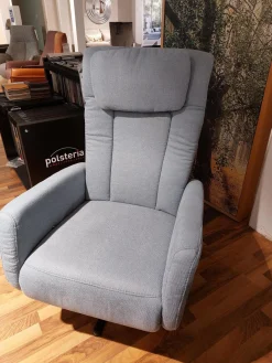 Sessel EM Plauen Stoff Sofia Clen Blue Grey Blau Grau Sternfuß Schwarz Matt Mit Manueller Verstellung