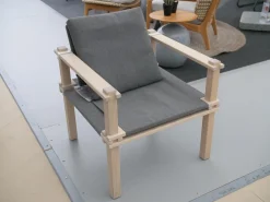 Sessel Farmer Stoff 5091 Mittelgrau Gestell Eiche Natur Geölt Inklusive Tisch