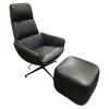 Sessel Faye Casual Lounge Leder Sauvage 8105 Schwarz Gestell Metall Schwarz M02 Mit Kunststoffgleitern Inklusive Hocker