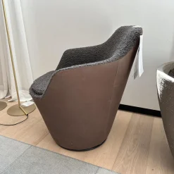 Sessel Flint Drehbar Stoff 14004 Mocca Braun Grrau Außen Leder 492 Braun
