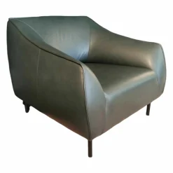 Sessel Freistil 132 Nappa Leder 9047 Braungrün Stahl Rundrohrfuß Lackiert RAL 9005 Tiefschwarz Schwarz