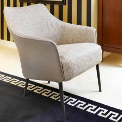 Sessel Fuga Niedrig Bezug Innen Stoff James C0013 Außen Leder Lipano Taupe