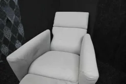 Sessel Galileo Leder Moss Smoke Sternfuß Edelstahl mit elektrischer Relaxfunktion 2-Motorisch