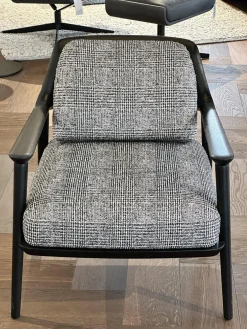 Sessel Gatsby Stoff Scott BW1769 191 C Schwarz Weiß Holzgestell Massiv Esche Schwarz Gebeizt