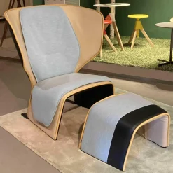 Sessel Gender 570 12 Melange Leder Schwarz Beige Gelb Ice Kissen Stoff Gerrit