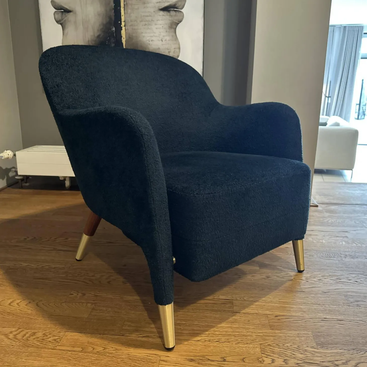 Sessel Gio Ponti D 151 4 Bezug Stoff Wonder WG488 Blue Petrol Blau Korpus Amerikanisch Nussbaum