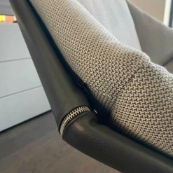 Sessel Grace Drehbar Stoff Cat.J Villa D'este 02 Grau Gestell Dunkelbraun