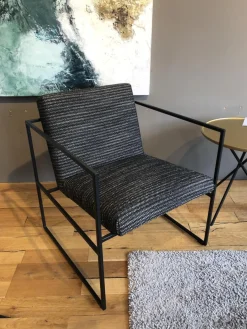 Sessel Grace Stoff 5273 0099 Schwarz Weiß Metallgestell Schwarz