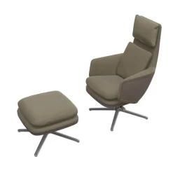 Sessel Grand Relax Leder Premium F 71 Sand Außen Leder Forte 07 Sand mit Ottoman