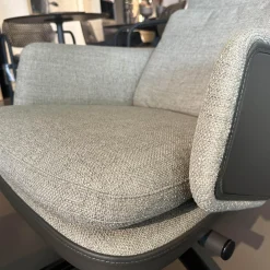 Sessel Grand Relax Schale Leder Forte Decor Umbra Grau Innen Stoff Corsaro Bambus Melange Grau Mit Hocker