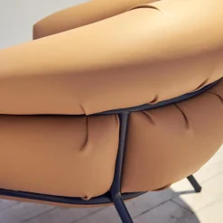 Sessel Grasso Bezug Leder Florida 2050 F Nude 22 Orange Gestell Blue 5011 Nachtblau