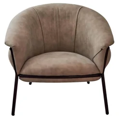 Sessel Grasso Textil Leder V19 T Moro Rustico Grau Beige Gestell Black 0911 Schwarz Metall