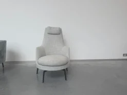 Sessel Guscioalto 015M41 Soft Stoff Top Topazio 990 Grau Gestell Metall Brüniert Inklusive Kissen