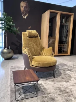 Sessel Guscioalto 015M21 Stoff Star Bronze Pelle de Luxe Schokobraun