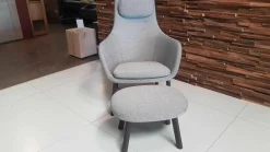 Sessel HAL Lounge Chair Stoff Credo SaltnPepper Grau mit Ottoman und Sitzkissen