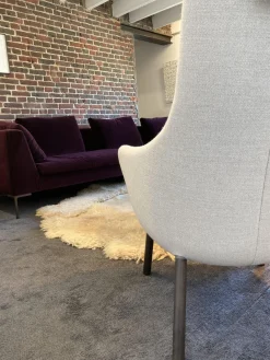 Sessel Hal Lounge Mit Ottoman Stoff Dumet 02 Beige Melange Füße Eiche Dunkel