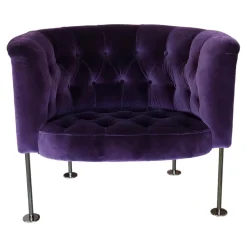 Sessel Hausmann Stoff Harald 2 Col 692 Aubergine Violett Rundstahlfüße Schwarz Chrom